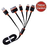 USB Cable,4 in 1 Multi USB Charge Cable Adapter for Iphone Se 4 4s 5 5s 5c 6 6s Plus iPad 2 3 4,Galaxy S5 S6,S6 Edge,Galaxy S7 Edge,Nexus 6,Htc,LG G3 G4,V10 and More