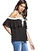 Verdusa Women's Off The Shoulder Short Sleeve Ruffle Halter Blouse Shirt Top Black L