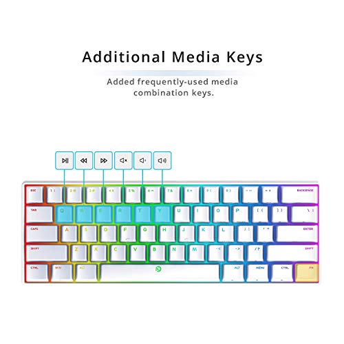 DREVO Seer Pro Mini Teclado mecánico alámbrico/inalámbrico con Bluetooth 5.1 de 61 Teclas marcadas, retroiluminación RGB,US Layout Gateron Switch (Marrón Switch, Blanco) - Imagen 7