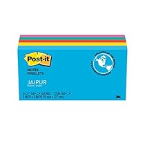 Post-it Notes, 3 in x 5 in, Jaipur Collection, 5 Pads/Pack (655-5UC)