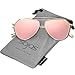 SOJOS Polarized Flat Mirror Lenses Sunglasses Classic Metal Double Bridge Glasses SJ1040 with Gold Frame/Pink Mirrored Polarized Lens