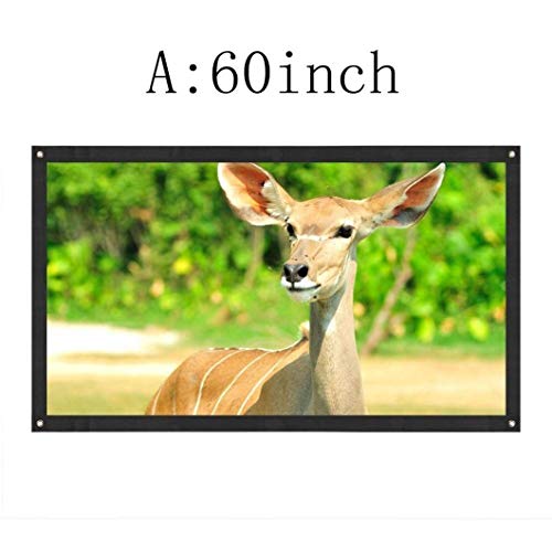 Sinfu Projection Screen 16:9 Portable Fabric Foldable 3D HD for Home Theater Outside 60inch/72inch/84inch/100inch/120inch (60inchï¼ˆ52.3inchx29.5inchï¼‰, White)