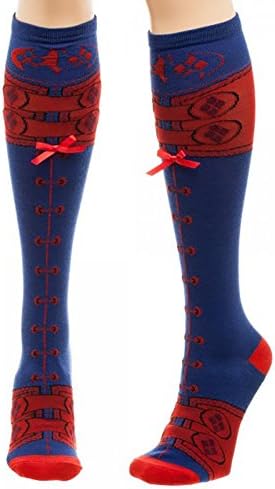 DC Comics Harley Quinn Batman Suit Lace Up Knee High Socks