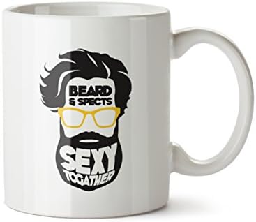 Mad Factory Beard & Spects HD Printed Ceramic Coffee Mug, 1-Piece, White