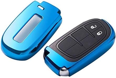 Replacement Smart Car Key Fob Cover Fit Dodge Cherokee Renegade Compass for jeep Key Fob Case Entry Keyless Remote Control Key FUBULECY (Color : Blue-1)