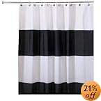 InterDesign Waterproof Mold and Mildew-Resistant Zeno Fabric Shower Curtain, Long, 72-Inch by 84-Inch, Black/White