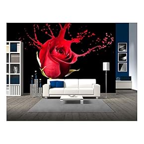 BRAND_NAMEred Rose with red Splashes on Black Background