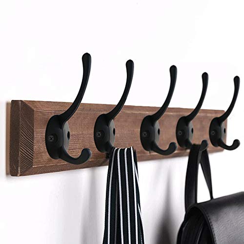 12 Pack Black Coat Hooks Wall Mounted with 24 Screws Retro Double Hooks