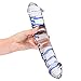 Epichao Blue Swirl Rock Hard Large Double-Ended Glass Dildo Huge Double Head Dildo Crystal Female Masturbator (Large)