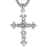 AulanRose Cross Necklace for Men 925 Sterling Silver Gothic Cross Pendant Necklacees Religious Jewelry Gifts for Women