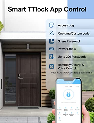 Fingerprint Door Lock, Bluetooth APP Smart Lock with Anti-Peeping, Keyless Entry Door Lock with Handle, Electronic Digital Door Lock, Biometric Door Lock, Smart Lock for Front Door, Home, Apartment