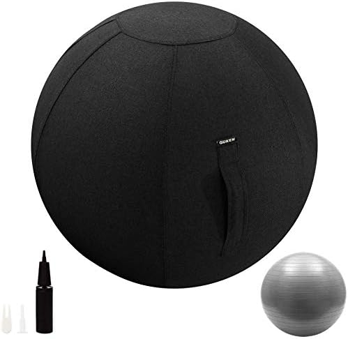 Guken Sitting Ball Chair with Cover, Exercise Yoga Ball for Office and Home Muscle Training Fitness,65cm/75cm Workout Ball with Pump and Handle