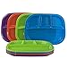 4-Compartment Divided Plastic Dinner Tray | set of 12 in 4 Assorted Colors