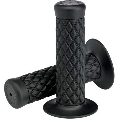 Biltwell Thruster Rubber Motorcycle Grips - Black - For use with 1" Handlebars (6702-0101)