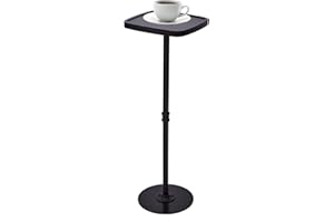 Benhurb Drink Table, Small Pedestal Side Table, Cocktail Martini Tables Drink Stand, Modern Square Tiny Accent End Table with Metal Base for Small Spaces Living Room Bedroom Office Bar (Black)