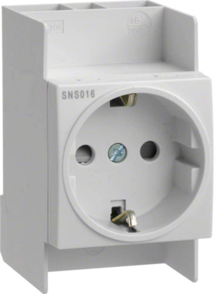 Hager SNS016 socket-outlet White SNS016, White, 250 V, 16 A, 44 mm, 66 mm, 75 mm