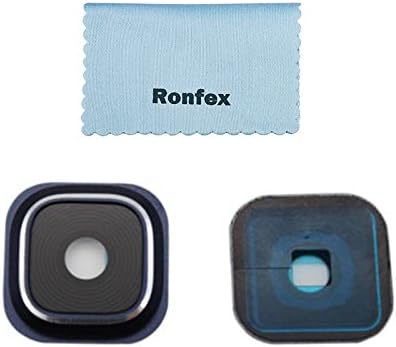 Ronfex Back Rear Camera Glass Lens Cover Ring Replacement + Flash Cover + Adhesive For Samsung Galaxy Note 5 N920 (ALL CARRIERS)+ Ronfex Cloth (Blue)