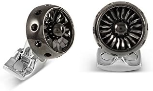 Deakin &amp; Francis Jet Turbine Engine Cufflinks In Polished Black Rhodium