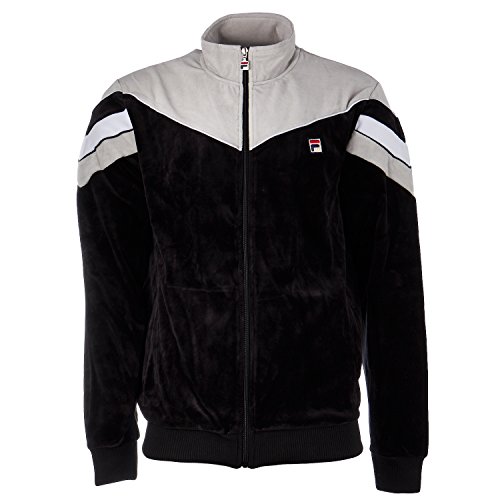 Fila Men's Contrast Yoke Velour Jacket, Black, Highrise, XL