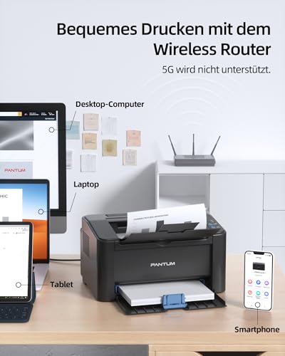 PANTUM P2502W Laser Printer Black White WLAN Printer AirPrint Small for Families, Schools and Offices