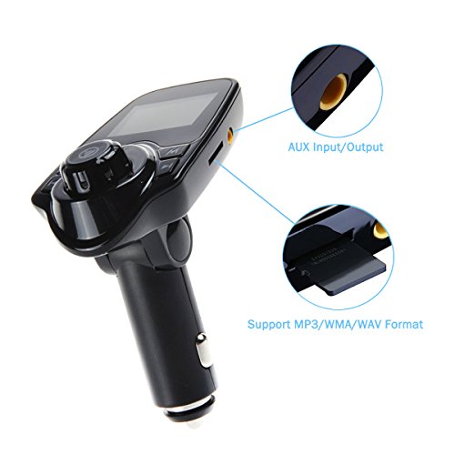 Nurbijar Bluetooth FM Transmitter AUX Radio Adapter Wireless Hands Free Car Kit Music MP3 Player with USB Charger TF Card Slot - Thumbnail 4