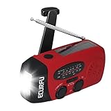 Emergency Radios, Ecurfu Hand Crank Self Powered AM/FM NOAA Solar Weather Radio with LED Flashlight, 1000mAh Power Bank Phone Charger
