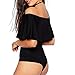 May&Maya Women's Off Shoulder with Ruffle Overlay Bodysuit