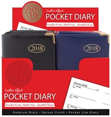 Tallon 2018 POCKET Diary WEEK TO VIEW PVC Lather Effect Cover With Metal Corner (Any One Random Color x 1)