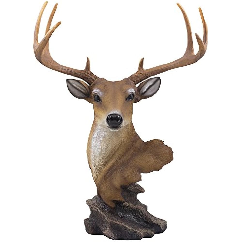 Decorative Buck Bust Statue Deer Head Sculpture With 8Point Antlers