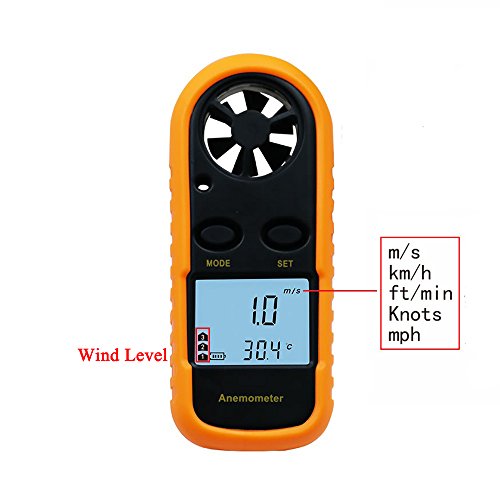 Jiusion Wind Speed Digital Anemometer LCD Handheld Wireless Hand Held Meter Gauge Air Flow Velocity Measurement Thermometer Tester for Windsurfing Kite Flying Sailing Surfing Fishing - Thumbnail 4