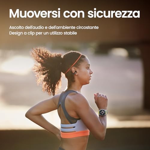 Up Cuffie Bluetooth, Auricolari Open-Ear Wireless con Controllo Touch, Resistenza all’Acqua IPX4 e al Sudore, Riduzione Rumori con AI, Ideali per Sport e Corsa,Compatibili con Android e iPhone