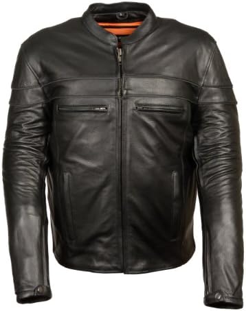 Men's Sporty Style Vented Scooter Jacket w/ Charcoal Reflective Piping (XX-Large)