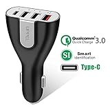 UPPEL 3-Port 50W USB C Smart Port Car Kit with Qualcomm 3.0 Quick Charge for Smartphone