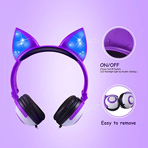 isightguard Kids Headphones, Wired Headphones On Ear, Cat Ear