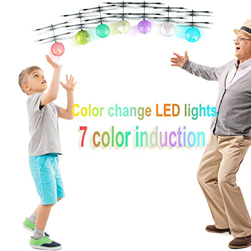 UTTORA Flying Ball, Kids RC Flying Toys Infrared Induction Helicopter Ball Kids Gadgets Mini Drone Flying Toys Built-in 7 Color Changing LED Lights for Kids Adults