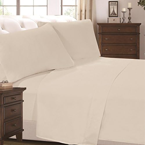 Cheer Collection 6 Piece Soft Queen Bed Sheet Set, Hypoallergenic, 1800 Series Hotel Luxury Fitted and Flat Sheets Set with Extra Pillowcases, Ivory
