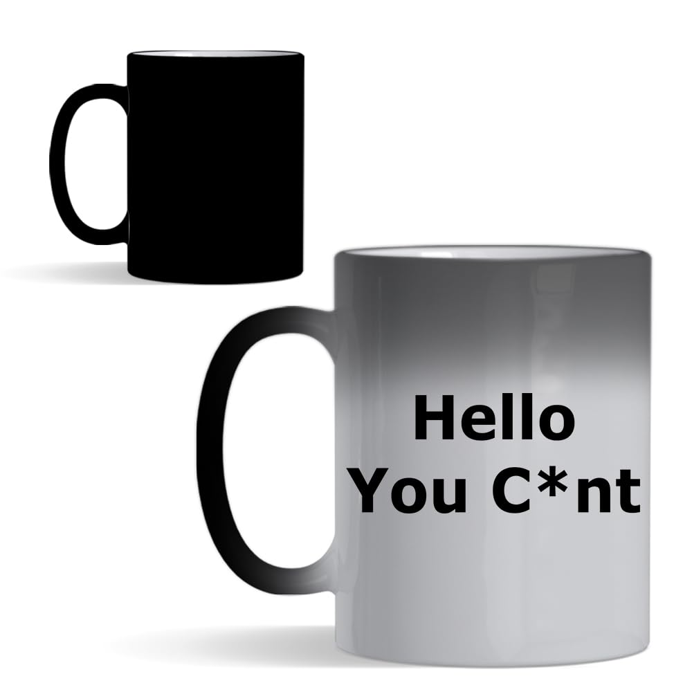 Hello You C**t Mug - Funny Rude Mug - Image Reveals on Adding Hot Liquid - Perfect Novelty Gag Gift - Joke Secret Santa or Stocking Filler
