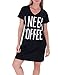 Caramel Cantina 'I Need Coffee' Long Length Nightshirt (Large/X-Large, Black)