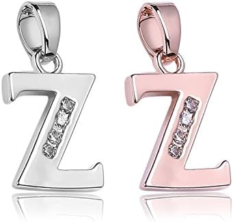 BEFASIN Womens Mother and Daughter zircon crystal Alphabet Initial Letters DIY Pendant Necklace 2 Pack with Gold and Silver Color From A-Z(Not Include Chain)(Letter Z)
