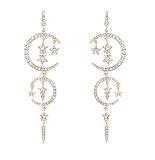 Temperament Of Fashion Long Stars And The Moon Diamond Earrings (Gold)