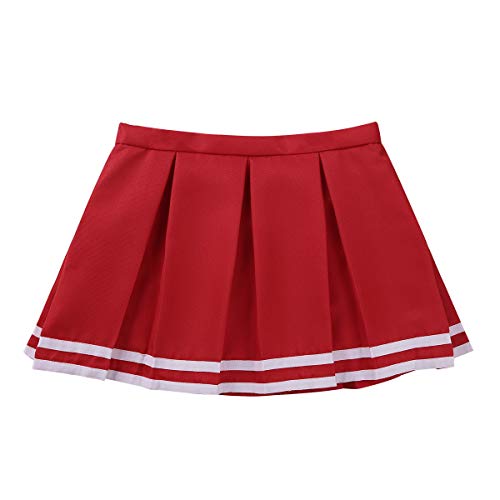 Agoky Girls Youth Box Pleated Cheerleading School Uniform Skirt Squad Cheer Leader Costume Red 5-6