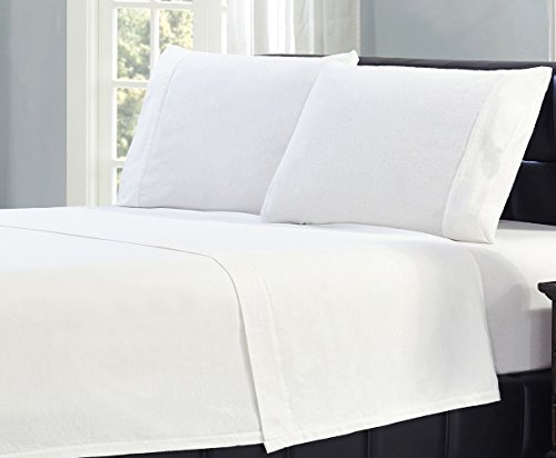 Mellanni 100% Cotton Flannel Pillowcase Set - Warm - Super Soft - Breathable Bedding (Set of 2 King Size, White)