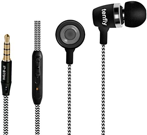 In-Ear Earbuds,Tenfly 3.5mm Headphones Stereo Bass Sound Earphones Nylon Braided Cable with Mic and Volume Control Headsets Comfort-Fit for Cell Phone/MP3/Game Console and More