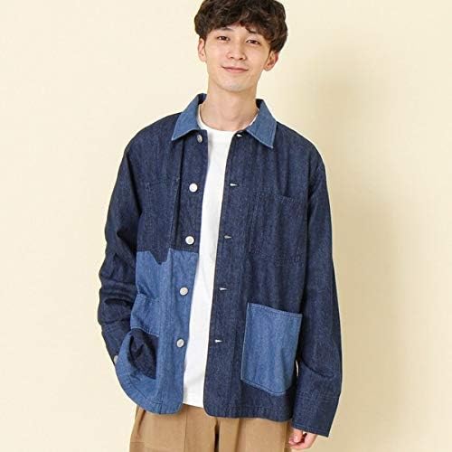 Amazon コーエン メンズ Coen デニムパッチワークカバーオールジャケット Navy Medium コート ジャケット 通販