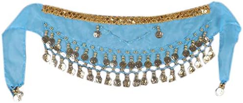 Diamoen Kid's 2-Pieces Chiffon Arabic Belly Dance Scarf Children Coin Belt Hip Scarf Skirt Wrap Strap