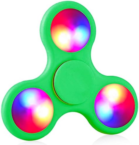TheHonestBill Fidget Hand Spinner with Light, Tri Spinner Toy with 3 Colored Shining, Anxiety Toy Helps Focus, Stress Reducer, Perfect for ADD, ADHD, Anxiety, and Autism Adult Children (L-Green)