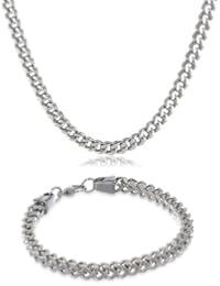 Men's Stainless Steel 6mm Foxtail Chain Jewelry Box Set, 22" - 9"