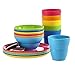 Ellie Kids Small Plastic Tumblers, Snack Bowls & Snack Plates | 18-piece set in 6 Assorted Colors