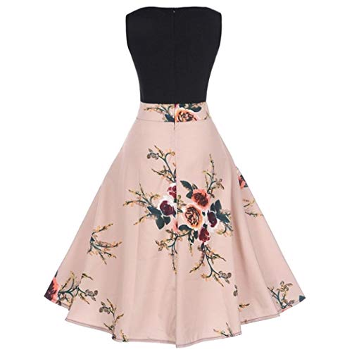 Usstore Dress For Women Floral Bodycon Print Sleeveless Evening Formal Ball Gown Princess Dresses (Black, M)