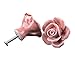 Aketek 8PCS Ceramic Vintage Rose Floral Door Knobs Handle Drawer Kitchen Screw -White/Pink